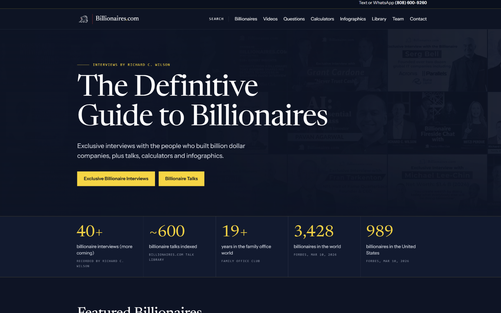 Billionaires.com homepage