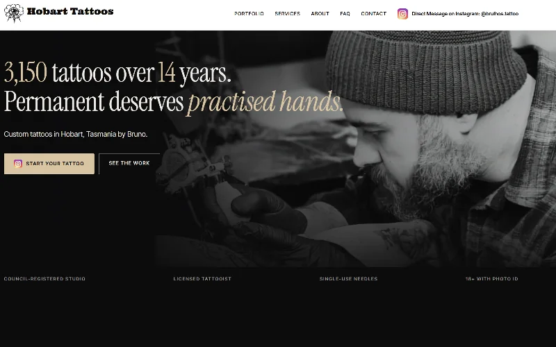 HobartTattoos.com homepage