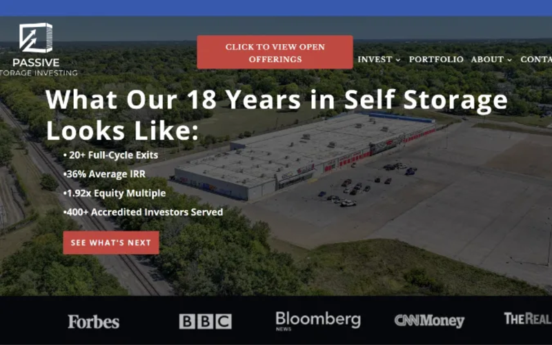 Passive Storage Investing homepage