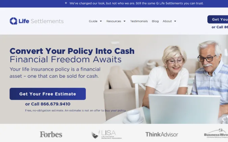 Q Life Settlements homepage